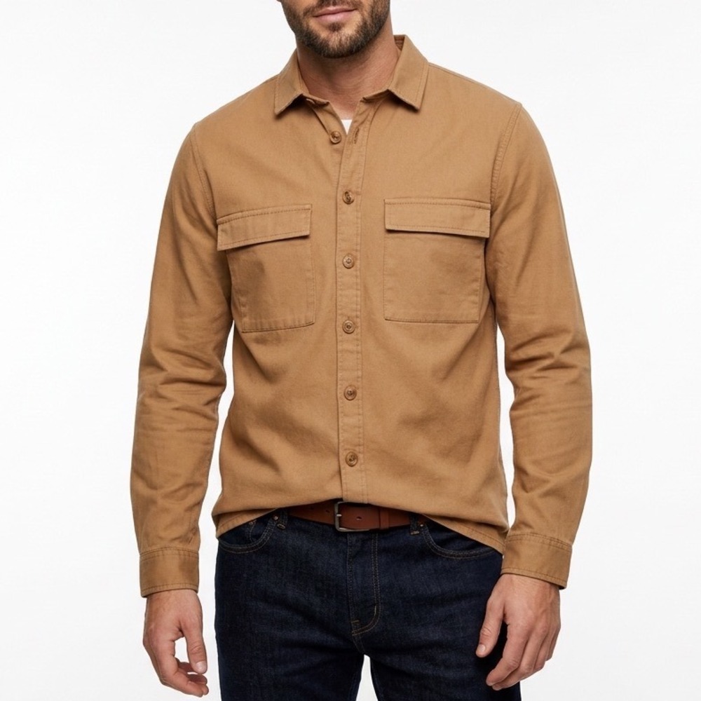 Topman Tan Button-Down Casual Shirt